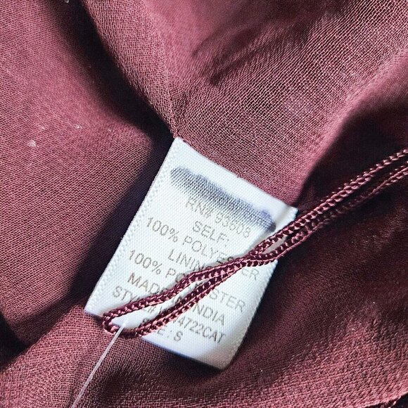 Willow Clay Burgundy Beaded Fringe Detail Sheer Jacket S - Picture 12 of 12